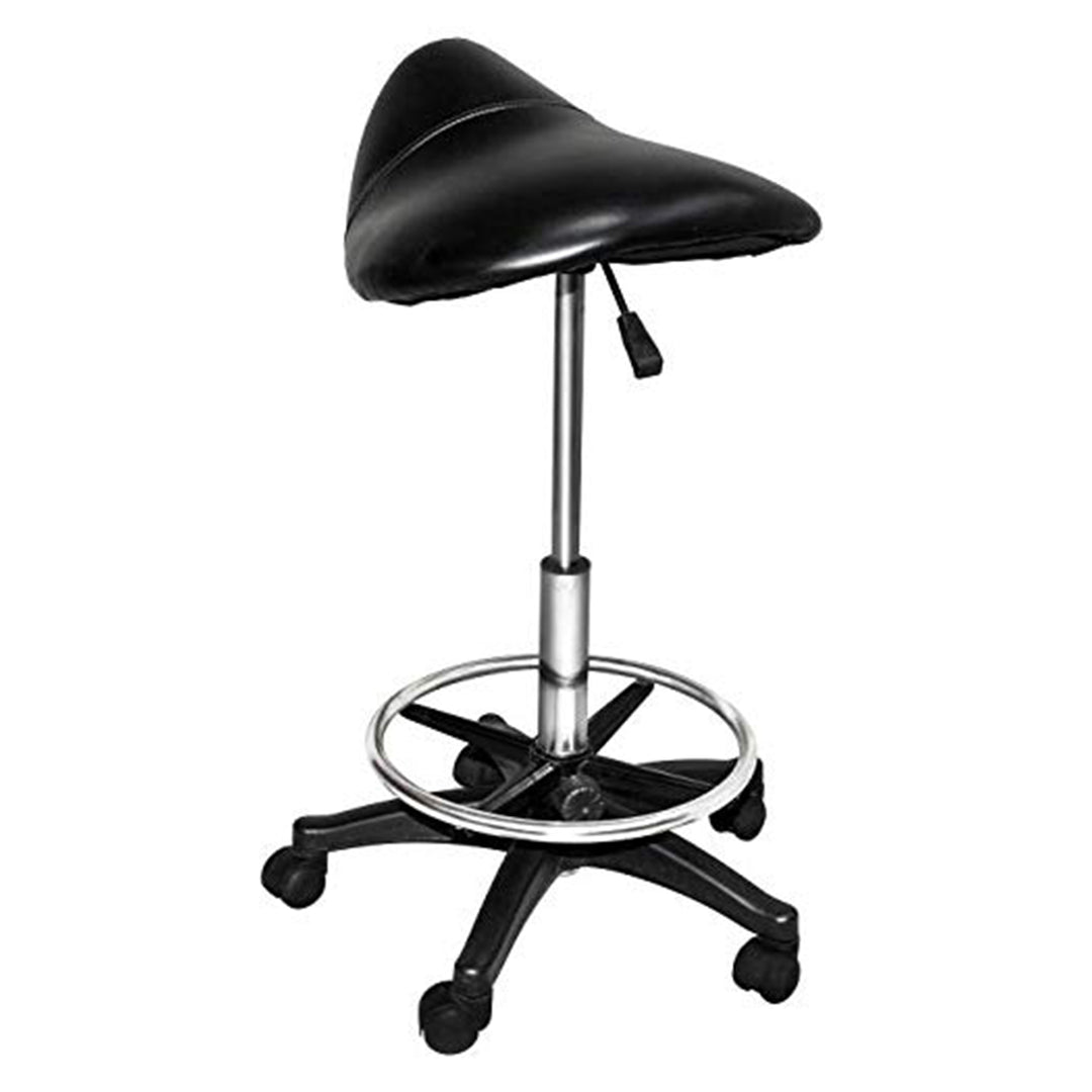 Chromium Professional Rotating Saddle Cutting Stool with  Foam Cushions, Black