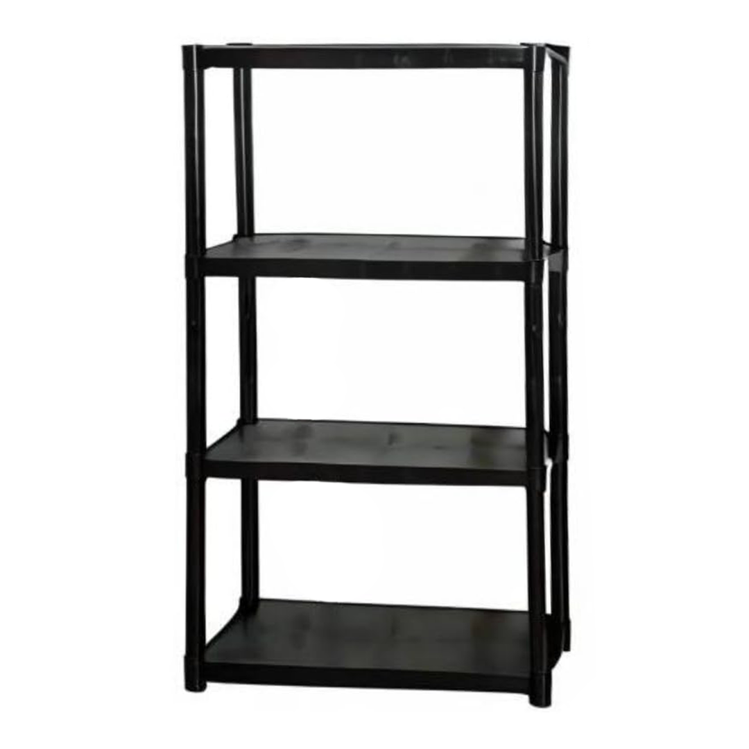 Juggernaut Storage 55" Plastic 4 Tier Garage/Shed Utility Shelving Rack, Black