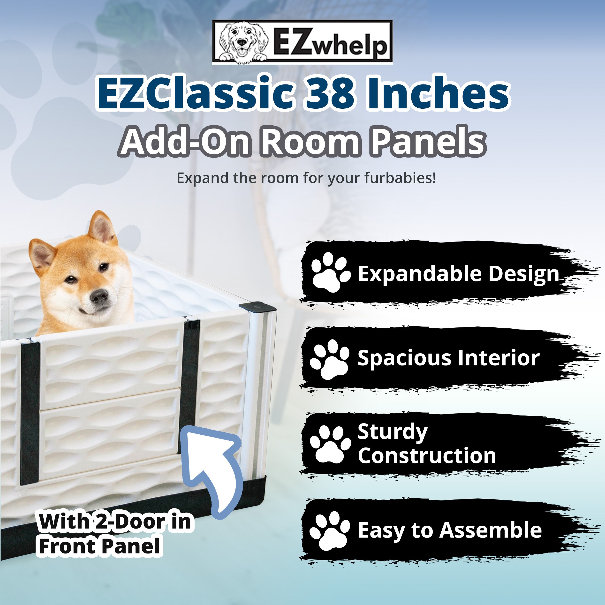 EZwhelp EZclassic 38" Add On Room w/Front Panel Set & Doors, White (For Parts) - VMInnovations