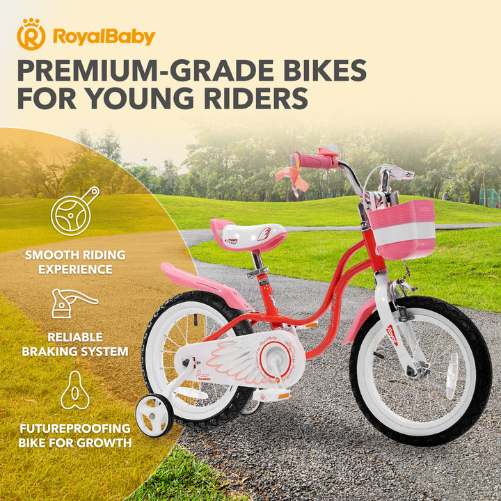 RoyalBaby Princess Girl Kids Bicycle 14 Inch with Training Wheels (Open Box)