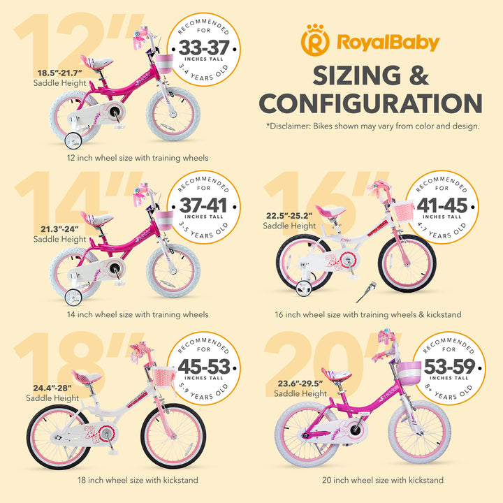 RoyalBaby Princess Girl Kid Outdoor Bicycle 18" with Kickstand  (Open Box)