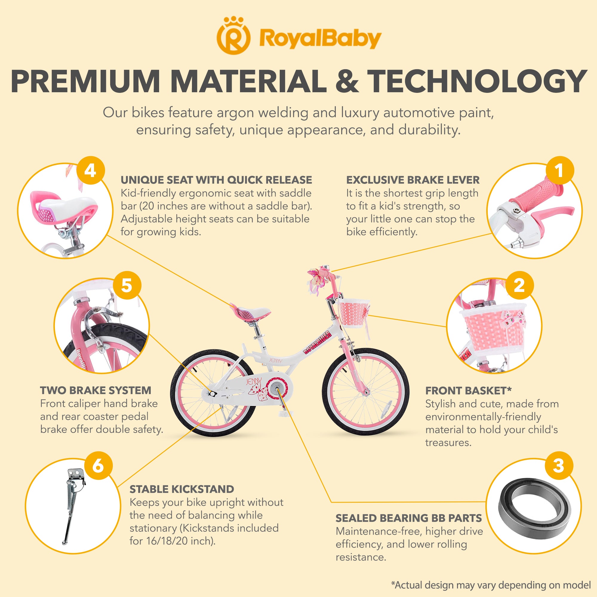 RoyalBaby Princess Girl Kid Outdoor Bicycle 18" with Kickstand  (Open Box)