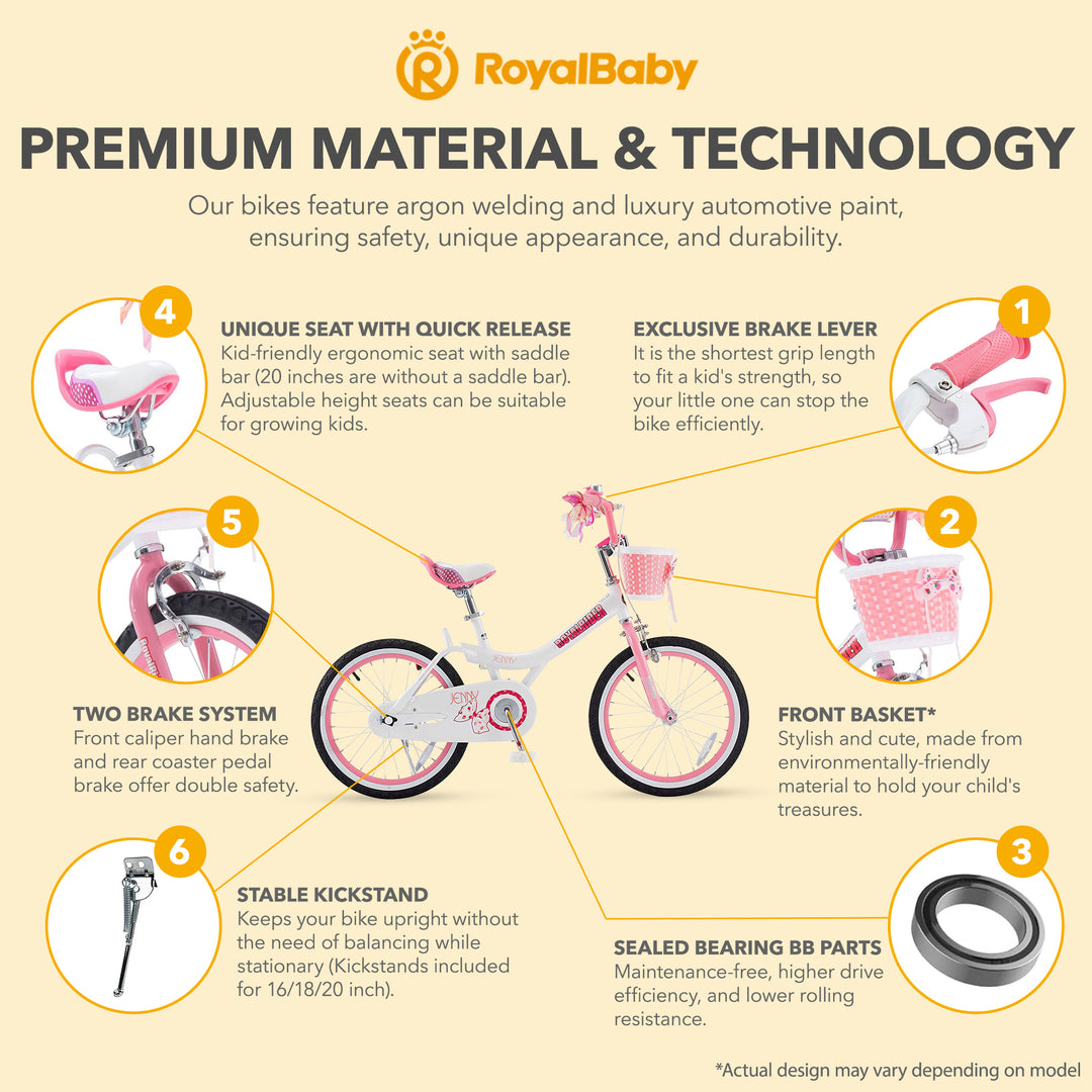 RoyalBaby Princess Girl Kid Outdoor Bicycle 18" with Kickstand  (Open Box)