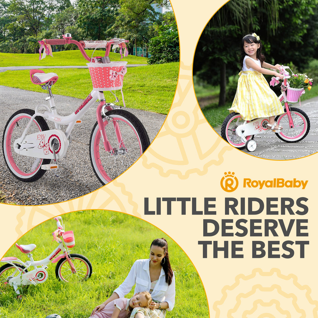 RoyalBaby Princess Girl Kid Outdoor Bicycle 18" with Kickstand, Jenny/White Pink