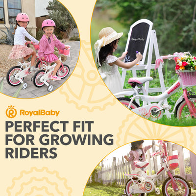 RoyalBaby Princess Bicycle 12" w/Training Wheels, Jenny/White Pink (Open Box)