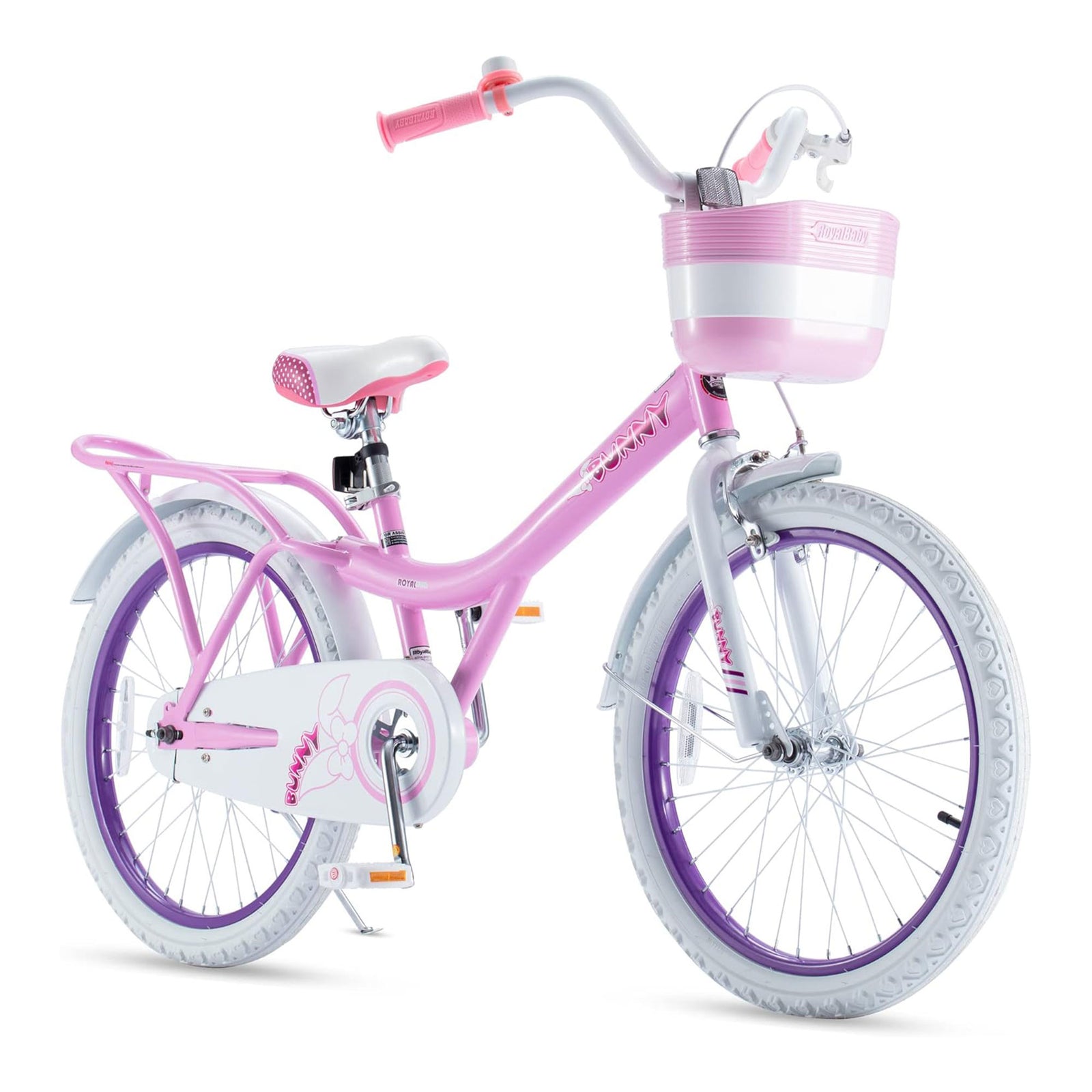 RoyalBaby Princess Girl Kids Bicycle 20" with Kickstand, Bunny/Pink Purple - VMInnovations