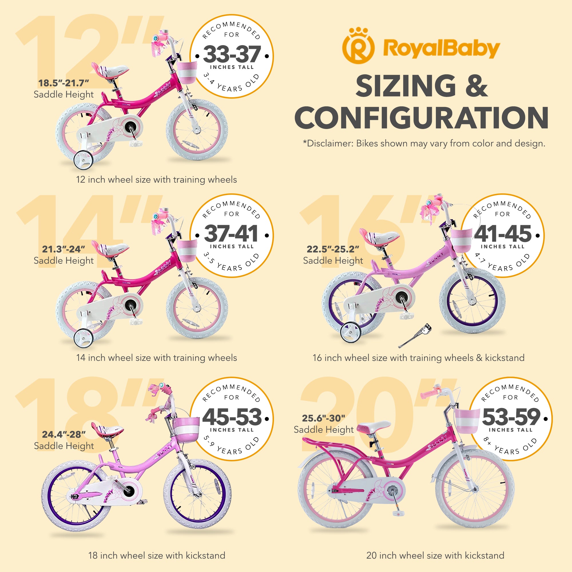 RoyalBaby Princess Kids Bicycle 20" with Kickstand, Bunny/Pink Purple (Open Box) - VMInnovations