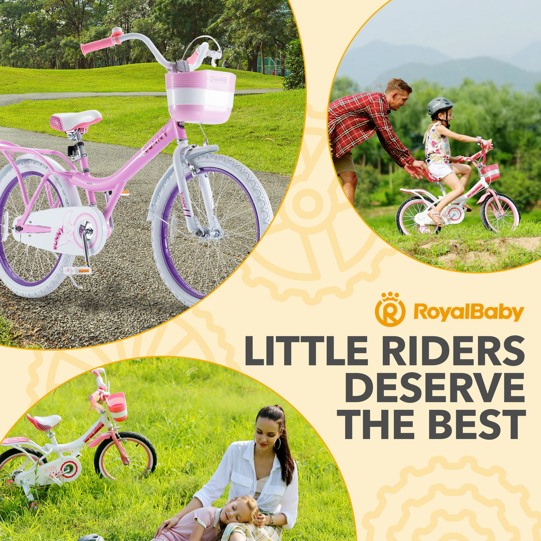 RoyalBaby Princess Girl Kids Bicycle 20" with Kickstand, Bunny/Pink Purple