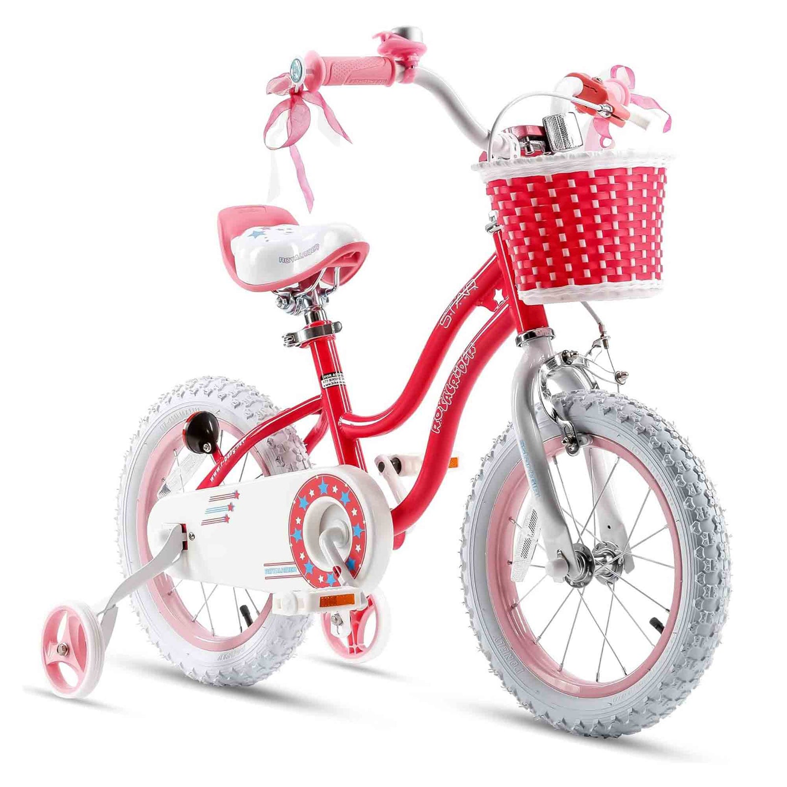 RoyalBaby Stargirl Children's Outdoor Bicycle 14 Inch with Training Wheels, Pink - VMInnovations