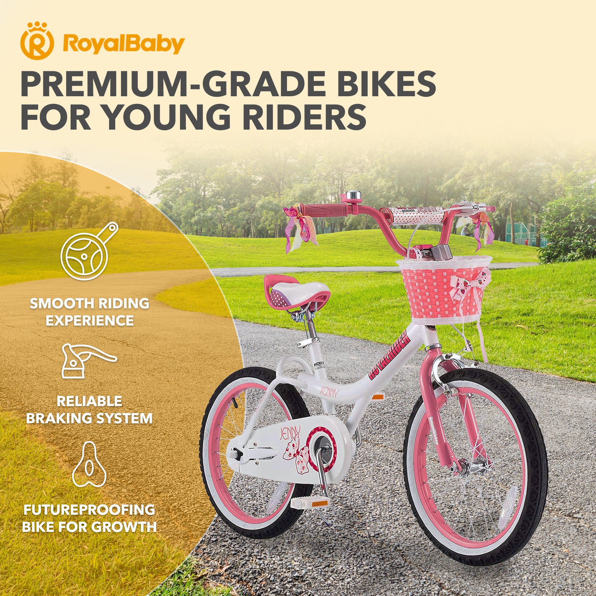 RoyalBaby Princess Girl Kids Outdoor Bicycle 18 Inch with Kickstand, (Open Box) - VMInnovations