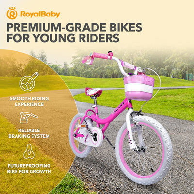 RoyalBaby Princess Girl Kids Outdoor Bicycle 18" with Kickstand, Bunny/Fuchsia (Open Box)