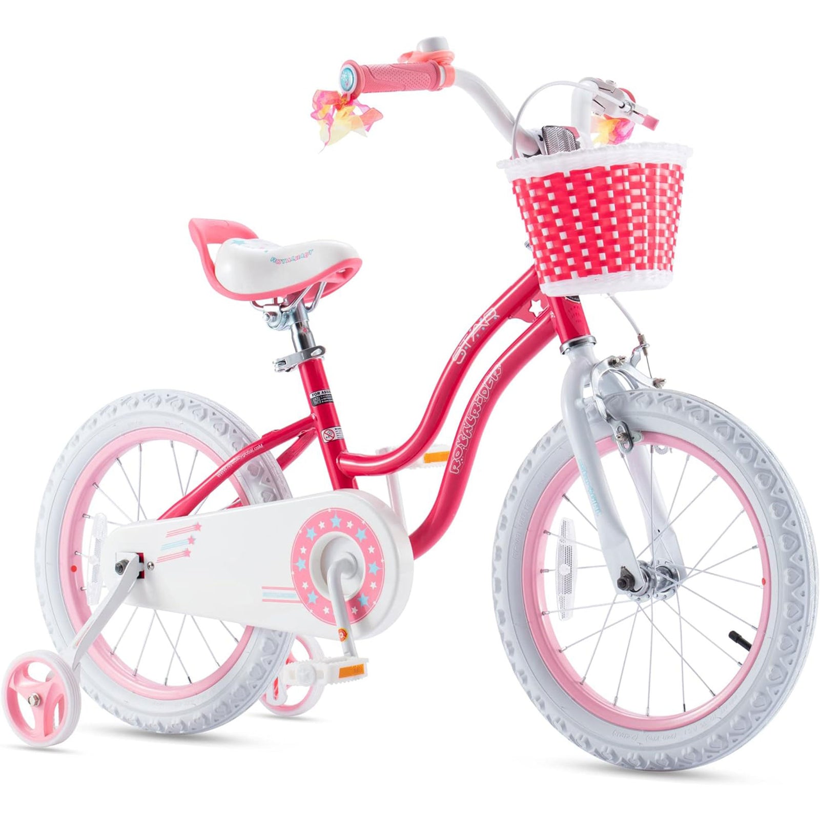RoyalBaby Stargirl Children's Outdoor Bicycle 16 Inch with Training Wheels, Pink - VMInnovations
