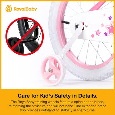 RoyalBaby Stargirl Children's Outdoor Bicycle 16 Inch with Training Wheels, Pink - VMInnovations
