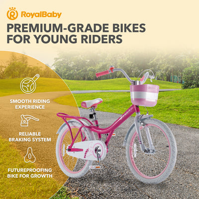 RoyalBaby Princess Girl Kids Outdoor Bicycle 20" with Kickstand, Bunny/Fuchsia - VMInnovations