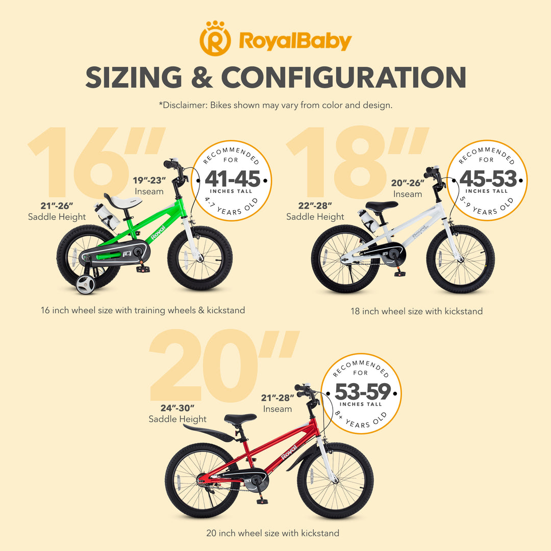 RoyalBaby Freestyle Outdoor Kid's Sporty Bicycle with Kickstand, 18 Inch, White