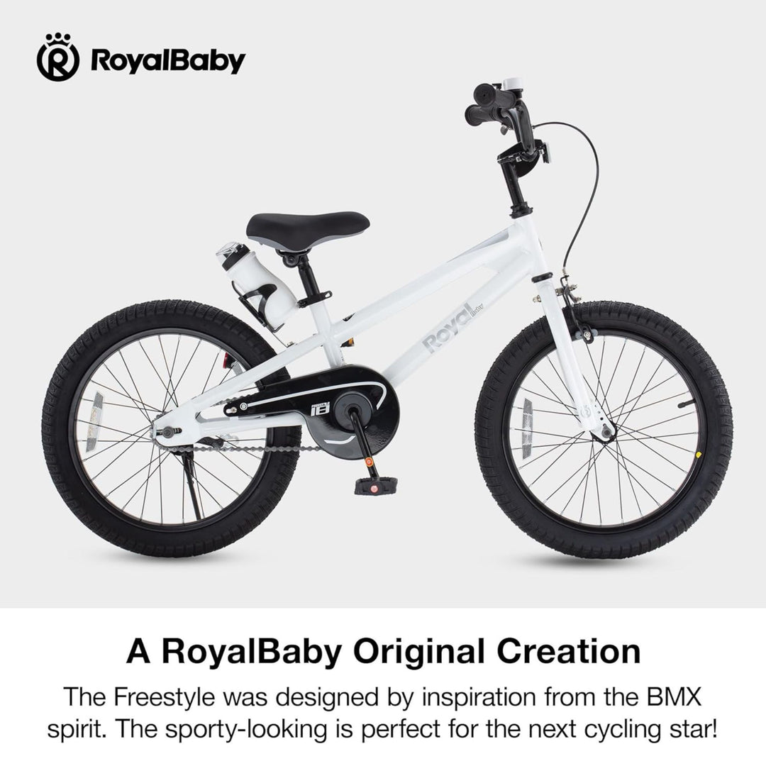 RoyalBaby Freestyle Outdoor Kid's Sporty Bicycle with Kickstand, 18 Inch, White