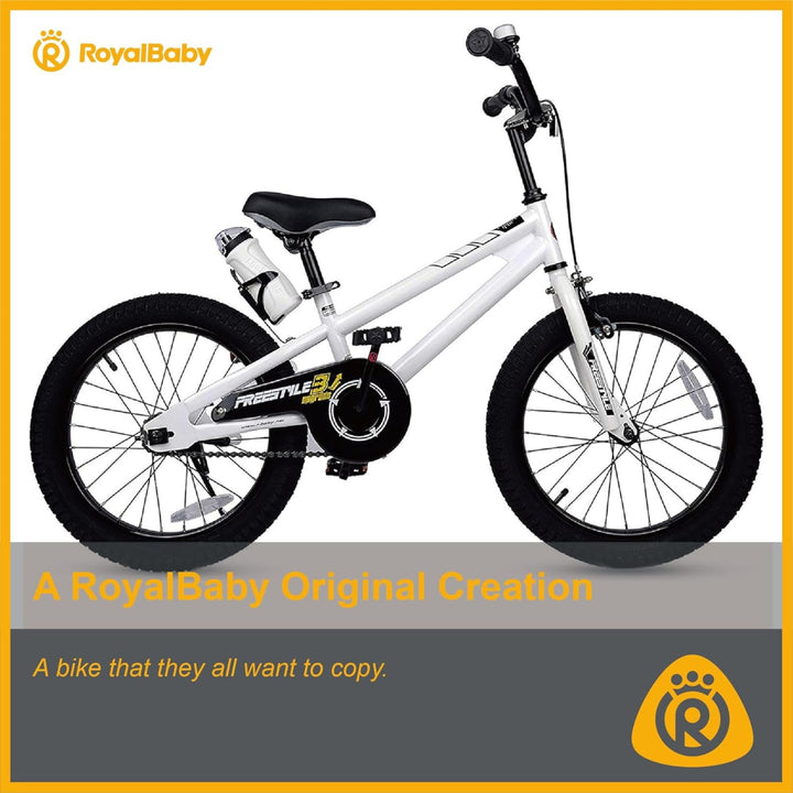 RoyalBaby Freestyle Outdoor Kid's Sporty Bicycle with Kickstand, 18 Inch, White