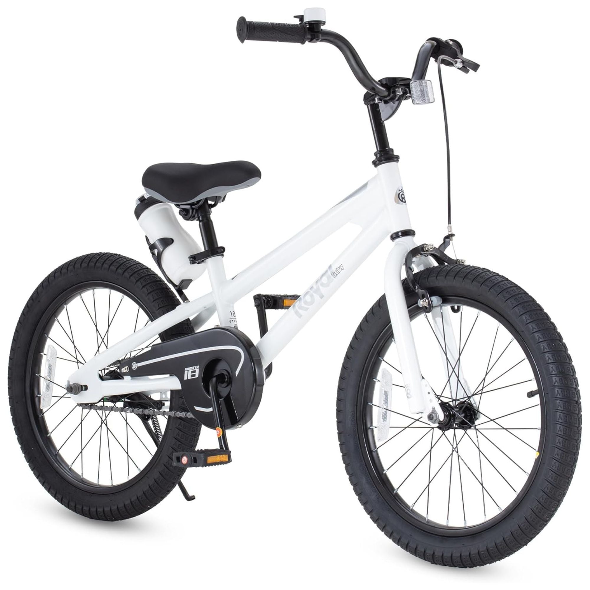 RoyalBaby Freestyle Outdoor Kid's Sporty Bicycle with Kickstand, 18 Inch, White - VMInnovations