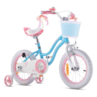RoyalBaby Stargirl Children's Bicycle 14" w/Training Wheels, Blue (Open Box) - VMInnovations