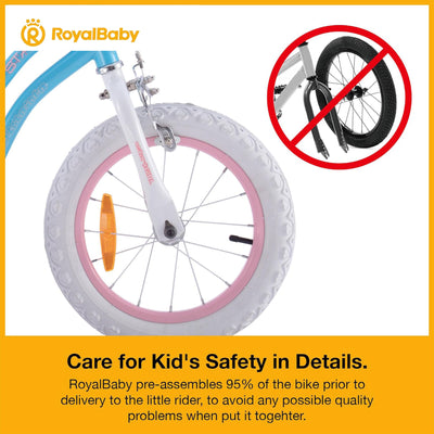 RoyalBaby Stargirl Children's Outdoor Bicycle 14 Inch with Training Wheels, Blue - VMInnovations