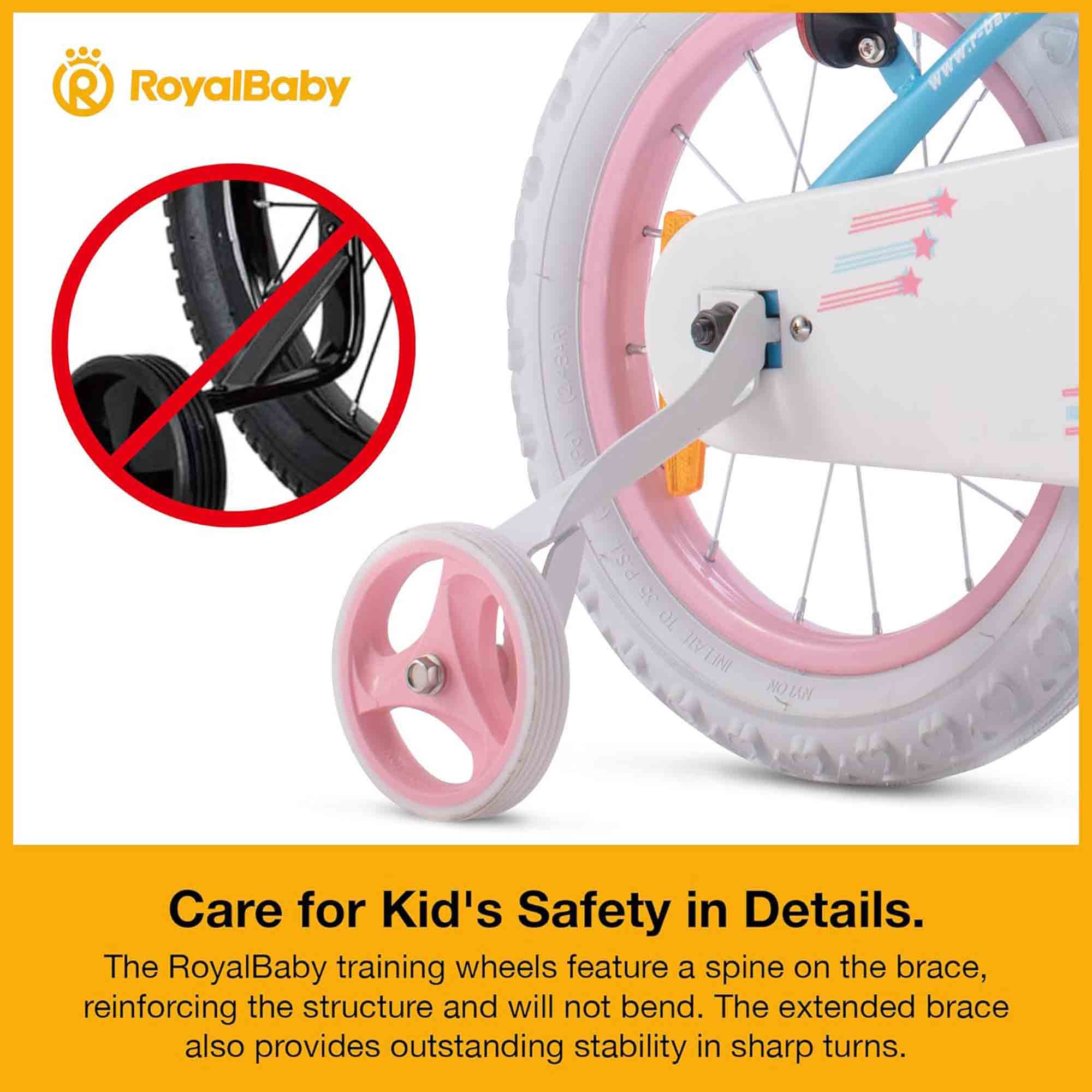 RoyalBaby Stargirl Children's Outdoor Bicycle 14 Inch with Training Wheels, Blue - VMInnovations
