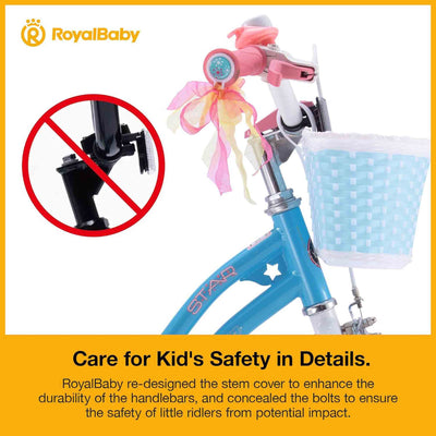 RoyalBaby Stargirl Children's Bicycle 14" w/Training Wheels, Blue (Open Box) - VMInnovations