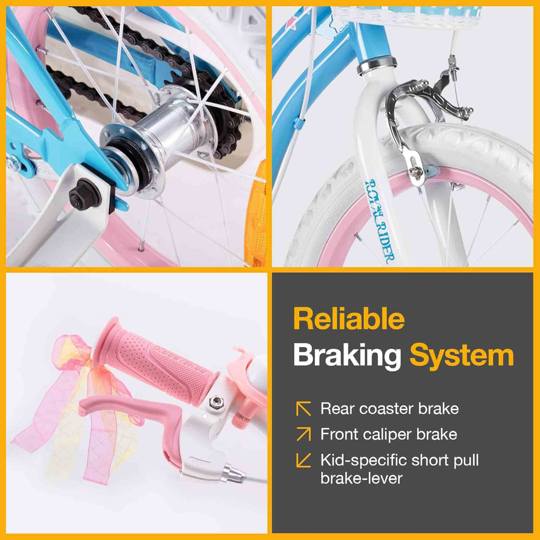 RoyalBaby Stargirl Children's Bicycle 14" w/Training Wheels, Blue (Open Box) - VMInnovations