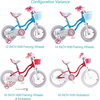 RoyalBaby Stargirl Children's Bicycle 14" w/Training Wheels, Blue (Open Box) - VMInnovations