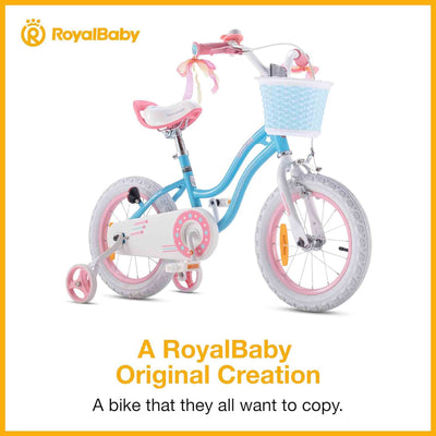RoyalBaby Stargirl Children's Outdoor Bicycle 14 Inch with Training Wheels, Blue - VMInnovations