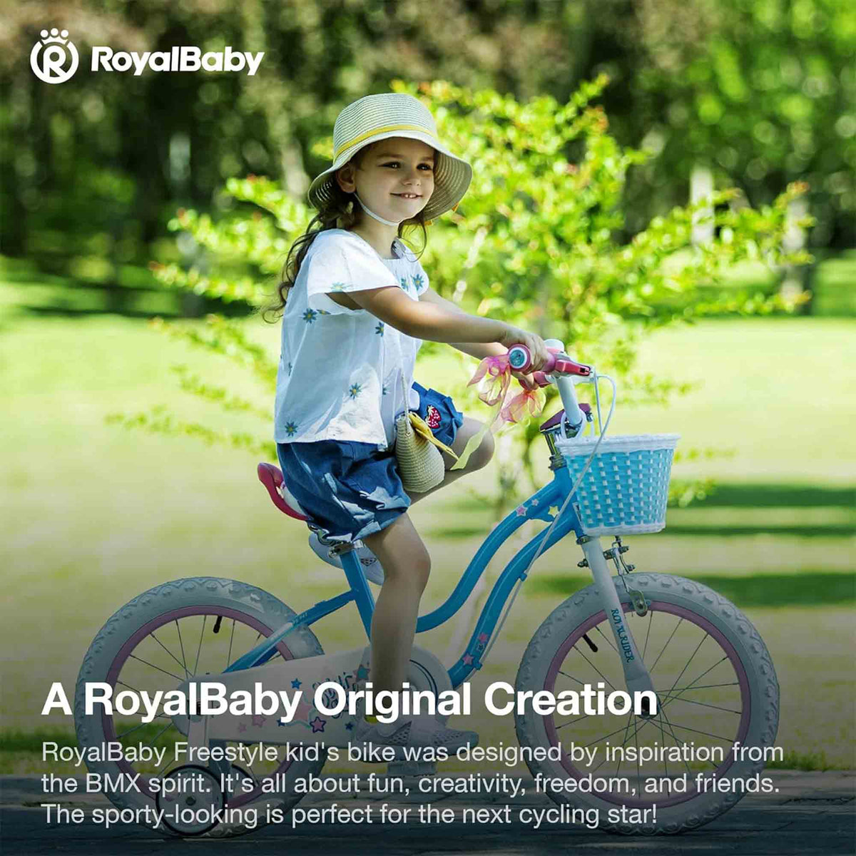 RoyalBaby Stargirl Children's Bicycle 14" w/Training Wheels, Blue (Open Box)