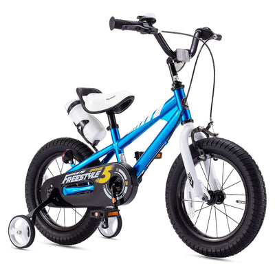 RoyalBaby Freestyle Kid's Bicycle with Training Wheels, 12 Inch, Blue (Open Box) - VMInnovations