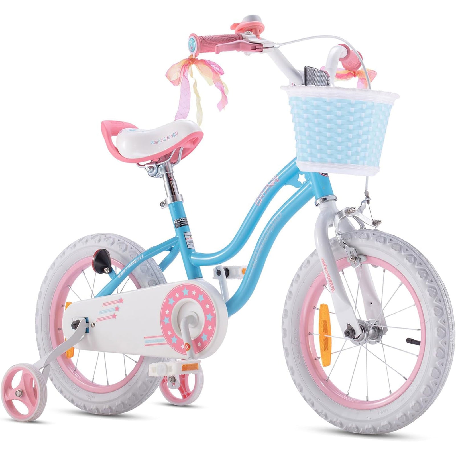 RoyalBaby Stargirl Children's Outdoor Bicycle 12 Inch with Training Wheels, Blue - VMInnovations