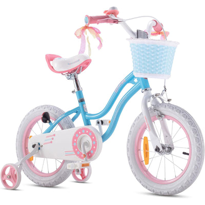 RoyalBaby Stargirl Children's Outdoor Bicycle 12 Inch with Training Wheels, Blue - VMInnovations