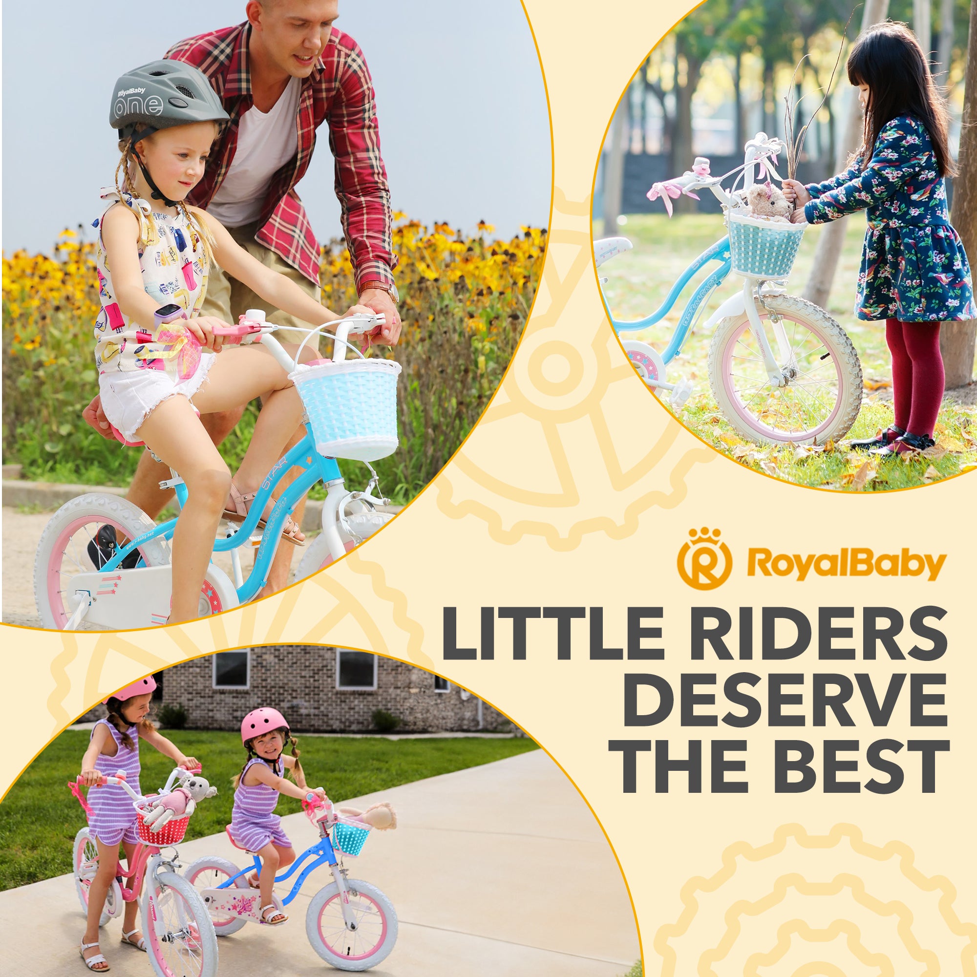 RoyalBaby Stargirl Children's Outdoor Bicycle 12 Inch with Training Wheels, Blue - VMInnovations