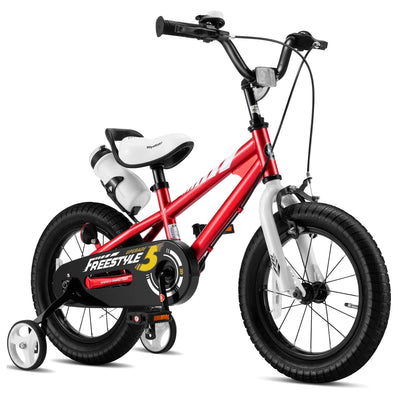 RoyalBaby Freestyle Outdoor Kid's Bicycle with Training Wheels, 14 Inch, Red