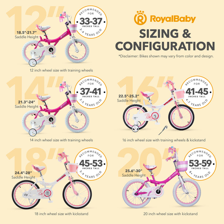 RoyalBaby Princess Bicycle 20" with Kickstand, Jenny Light Pink (Open Box)