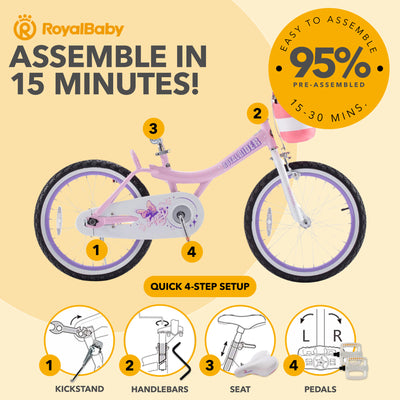 RoyalBaby Princess Bicycle 20" with Kickstand, Jenny Light Pink (Open Box)