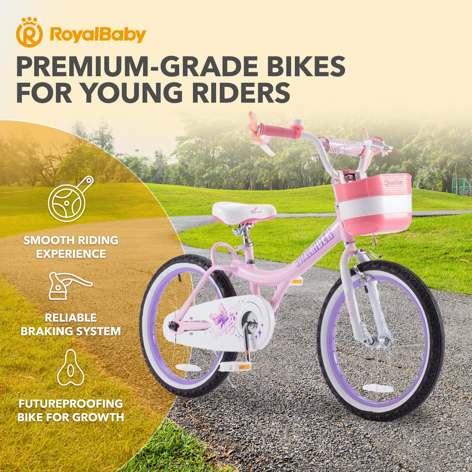 RoyalBaby Princess Girl Kid Outdoor Bicycle 20" with Kickstand, Jenny Light Pink - VMInnovations