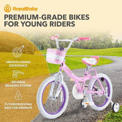 RoyalBaby Princess Kids Bicycle 12" w/Training Wheels, Pink/Purple (Open Box) - VMInnovations