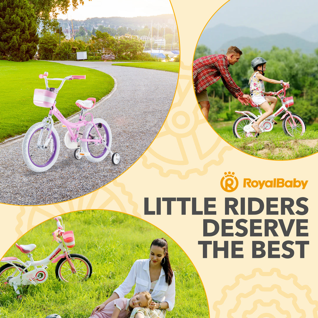 RoyalBaby Princess Kids Bicycle 12" w/Training Wheels, Pink/Purple (Open Box)