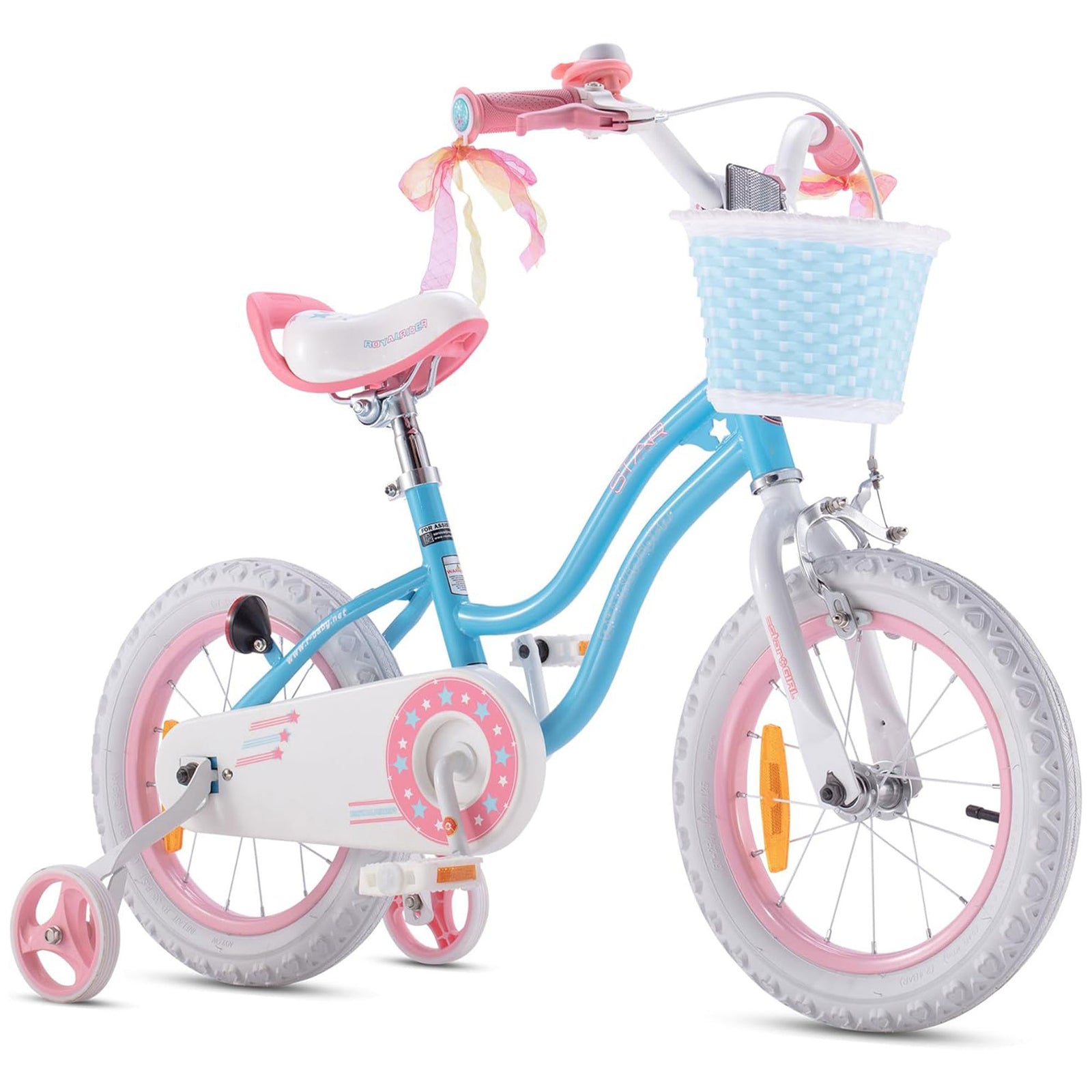 RoyalBaby Stargirl Children's Outdoor Bicycle 16 Inch with Training Wheels, Blue - VMInnovations