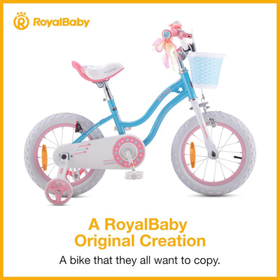 RoyalBaby Stargirl Children's Outdoor Bicycle 16 Inch with Training Wheels, Blue - VMInnovations