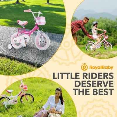 RoyalBaby Princess Girl Kids Bicycle 14 Inch with Training Wheels, Bunny/Fuchsia - VMInnovations