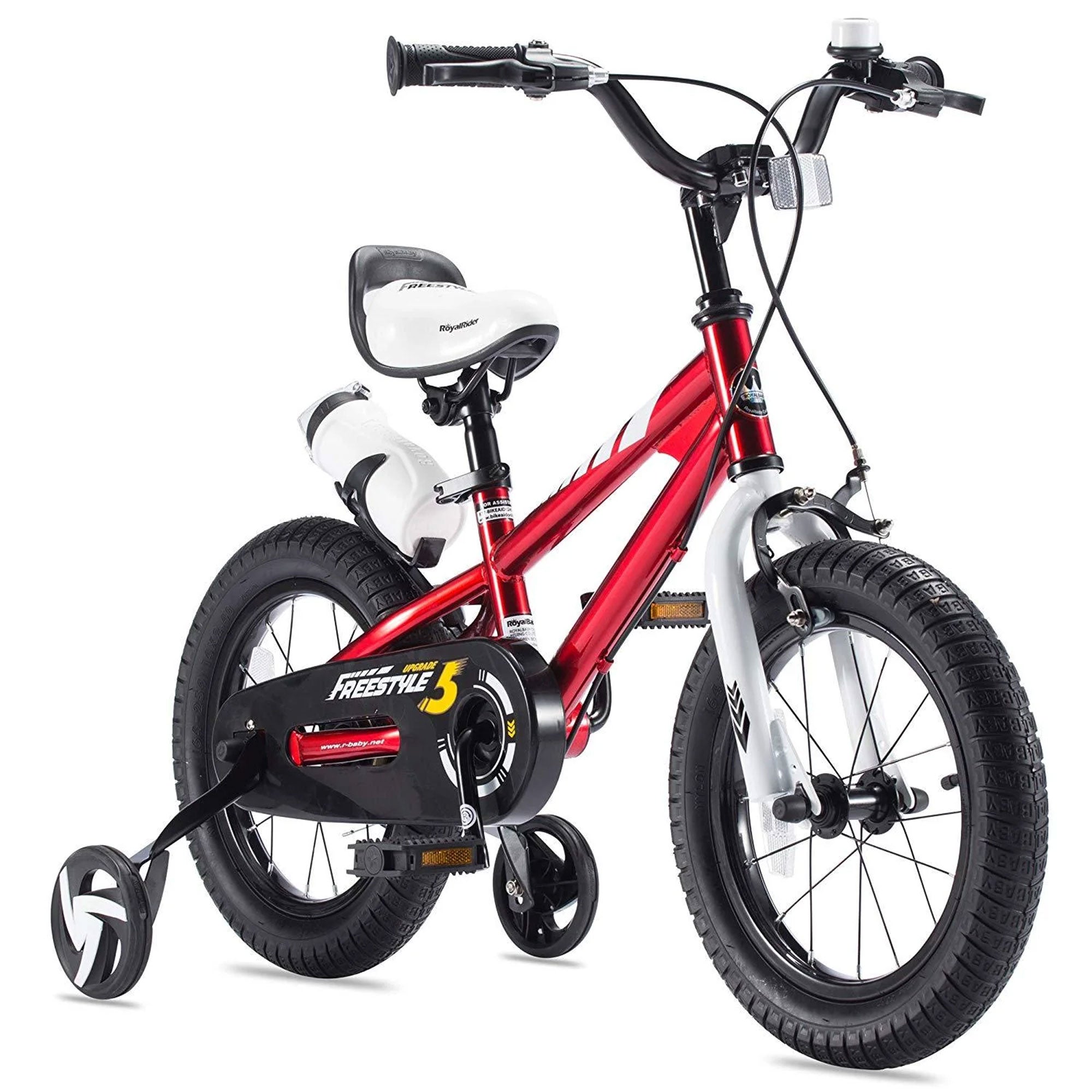 RoyalBaby Freestyle Outdoor Kid's Bicycle with Training Wheels, 16 Inch, Red - VMInnovations