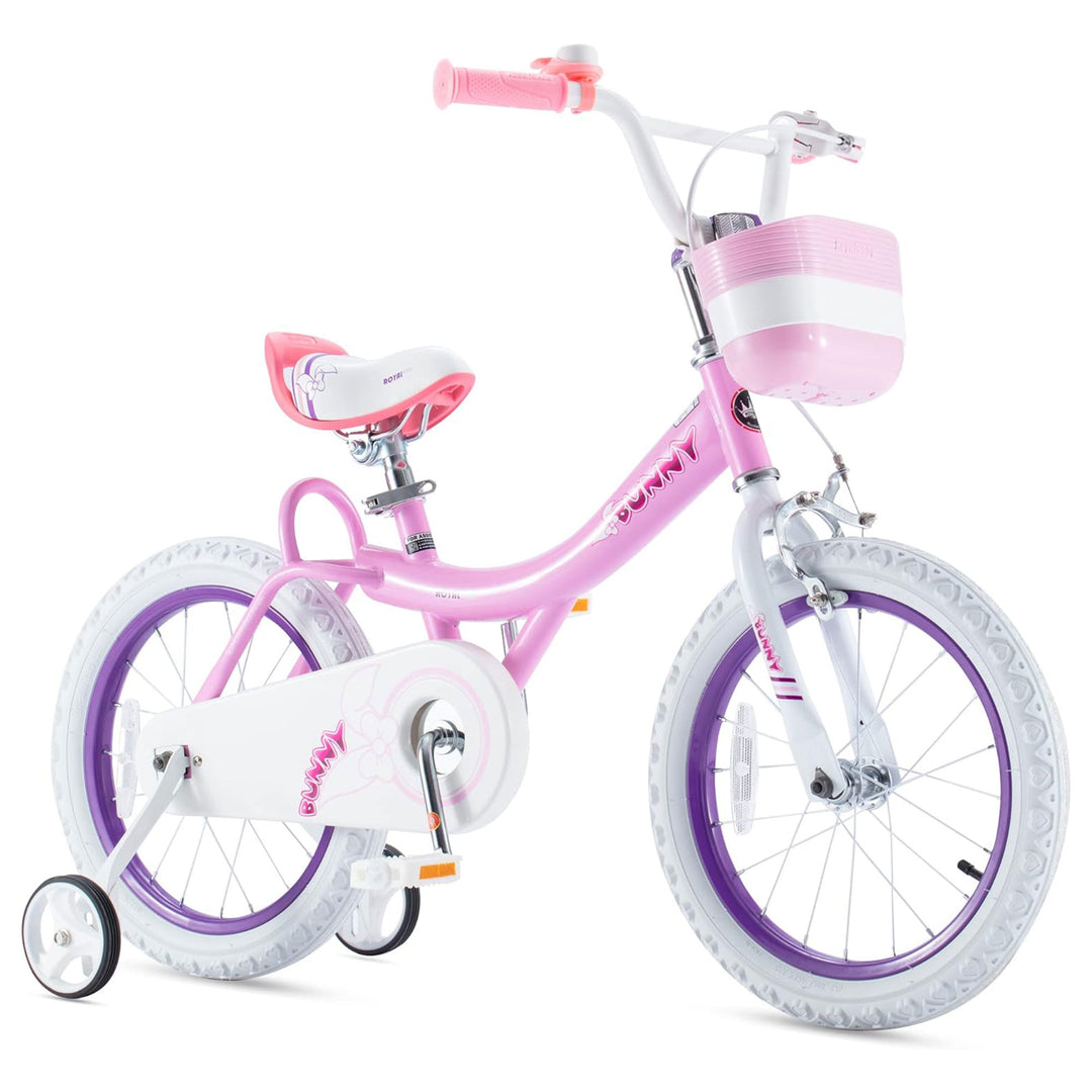 RoyalBaby Princess Girl Kids Bike 14 Inch w/ Training Wheels, Bunny/Pink Purple