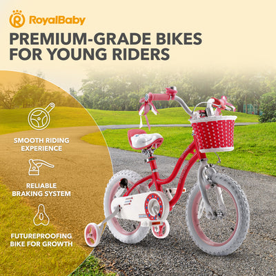 RoyalBaby Stargirl Children's Outdoor Bicycle 12 Inch with Training Wheels, Pink - VMInnovations