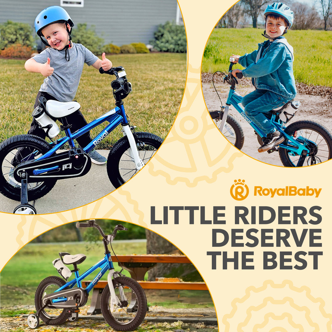 RoyalBaby Freestyle Outdoor Kid's Bicycle with Training Wheels, 16 Inch, Blue