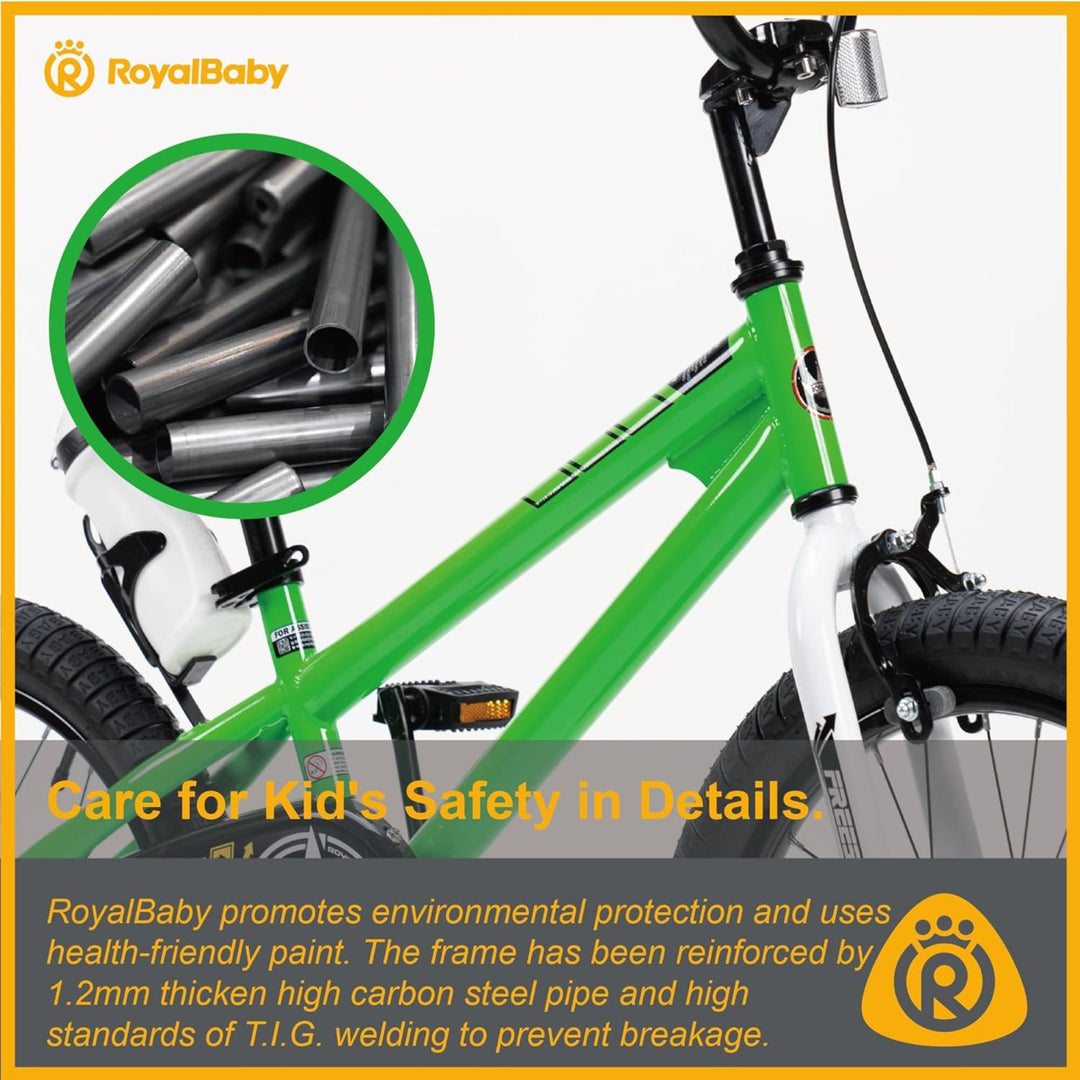 RoyalBaby Freestyle Outdoor Kid's Sporty Bicycle with Kickstand, 18 Inch, Green