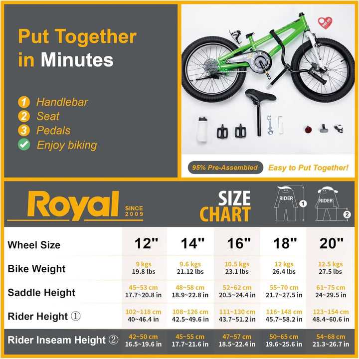 RoyalBaby Freestyle Outdoor Kid's Sporty Bicycle with Kickstand, 18 Inch, Green