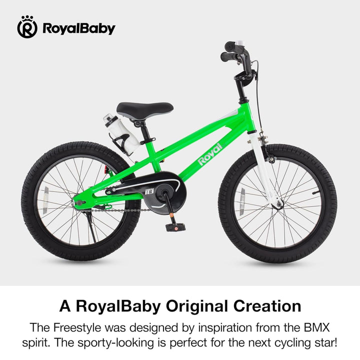 RoyalBaby Freestyle Outdoor Kid's Sporty Bicycle with Kickstand, 18 Inch, Green
